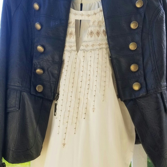 Wet Seal Military Style Leather Jacket Size Small - Picture 3 of 8